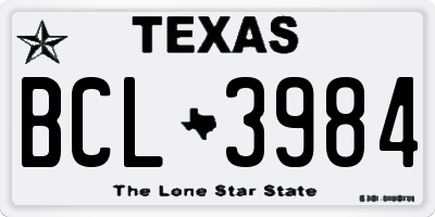 TX license plate BCL3984