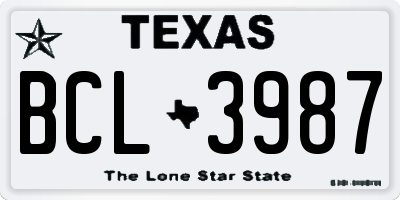 TX license plate BCL3987