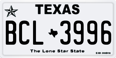 TX license plate BCL3996