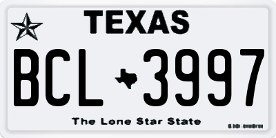 TX license plate BCL3997