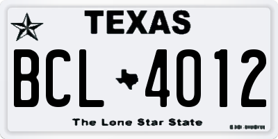 TX license plate BCL4012