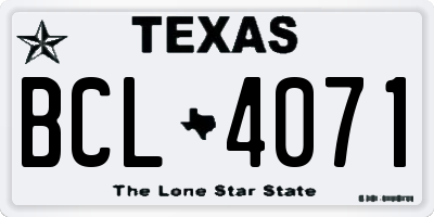 TX license plate BCL4071