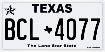 TX license plate BCL4077