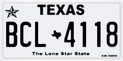 TX license plate BCL4118