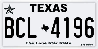 TX license plate BCL4196