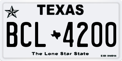 TX license plate BCL4200