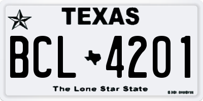 TX license plate BCL4201