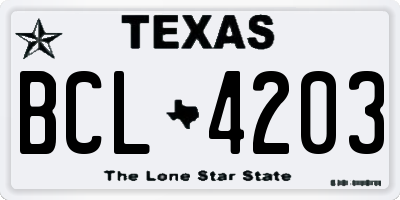 TX license plate BCL4203