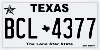 TX license plate BCL4377