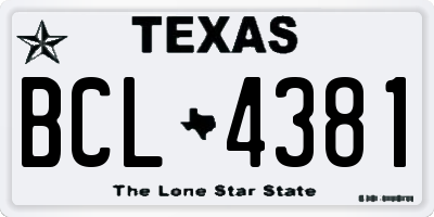 TX license plate BCL4381