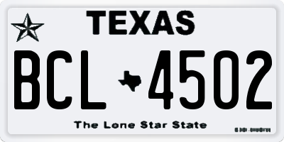 TX license plate BCL4502