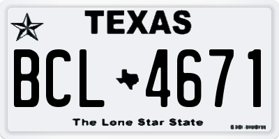 TX license plate BCL4671