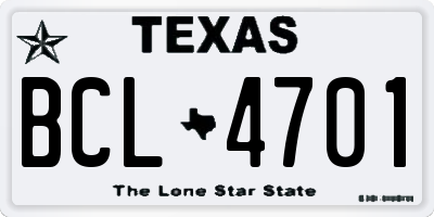 TX license plate BCL4701
