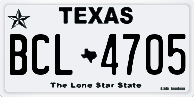 TX license plate BCL4705