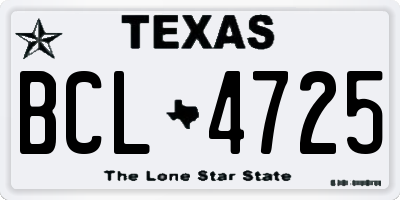 TX license plate BCL4725