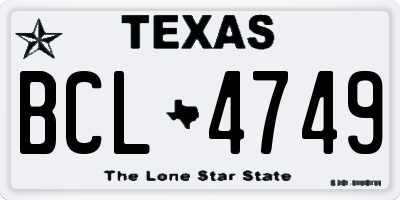 TX license plate BCL4749
