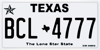 TX license plate BCL4777