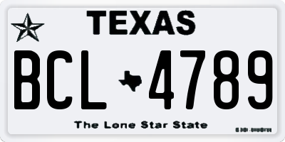TX license plate BCL4789