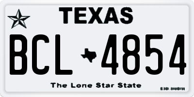 TX license plate BCL4854