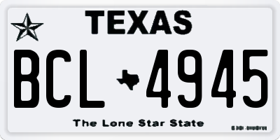 TX license plate BCL4945