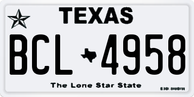 TX license plate BCL4958