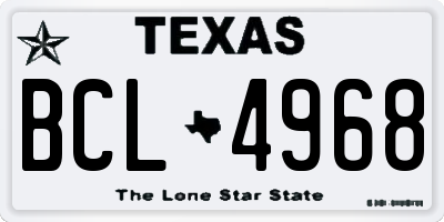 TX license plate BCL4968
