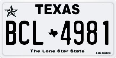 TX license plate BCL4981