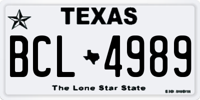 TX license plate BCL4989