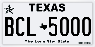 TX license plate BCL5000