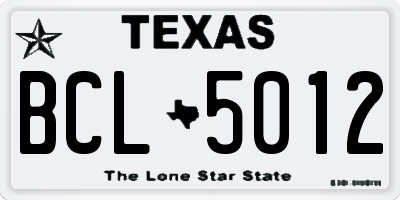 TX license plate BCL5012