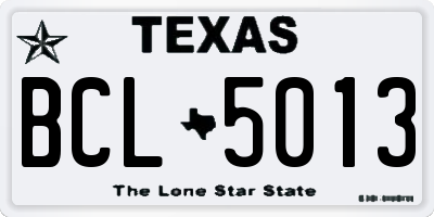 TX license plate BCL5013
