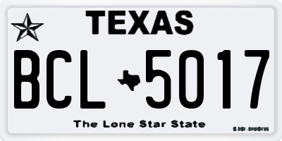 TX license plate BCL5017