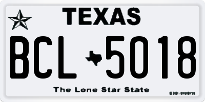 TX license plate BCL5018