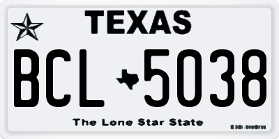 TX license plate BCL5038