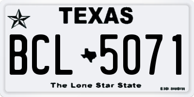 TX license plate BCL5071