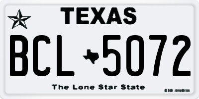 TX license plate BCL5072