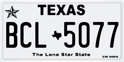 TX license plate BCL5077