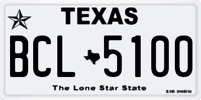 TX license plate BCL5100