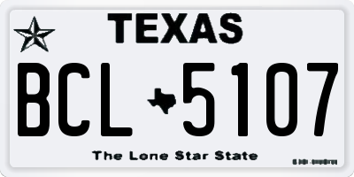 TX license plate BCL5107