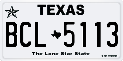 TX license plate BCL5113
