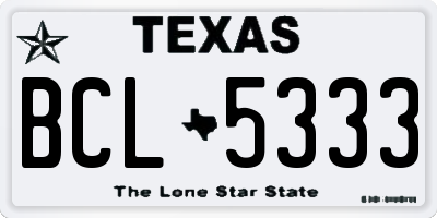 TX license plate BCL5333