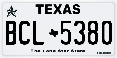 TX license plate BCL5380