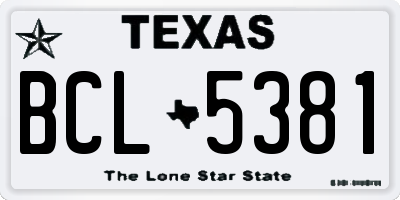 TX license plate BCL5381