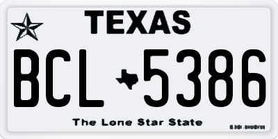 TX license plate BCL5386