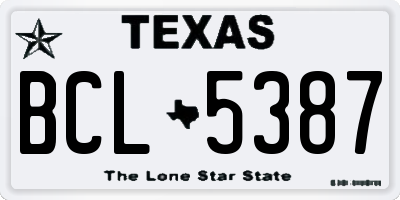 TX license plate BCL5387