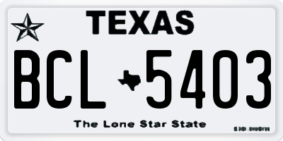 TX license plate BCL5403