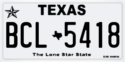 TX license plate BCL5418