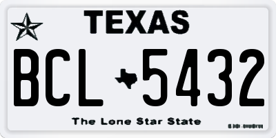 TX license plate BCL5432