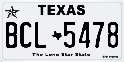 TX license plate BCL5478