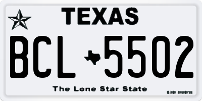 TX license plate BCL5502
